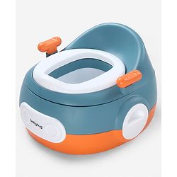 Babyhug 3-in-1 Potty Chair and Toilet Training Seat - Blue & Red| Step Stool| Toilet Seat| Removable Potty Pot| Anti-Slip Pads| Supportive Handles| Splash Guard| Suitable for 1-5 Years Boys & Girls