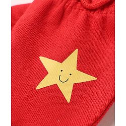 Babyhug 100% Cotton Interlock Knit Striped Mittens With Star Print Pack of 3 - Yellow Red White