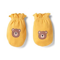 Babyhug 100% Cotton Interlock Mittens with Bear & Lion Print in Red Blue & Yellow Pack of 3 - Diameter 8 cm
