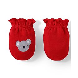 Babyhug 100% Cotton Interlock Mittens with Bear & Lion Print in Red Blue & Yellow Pack of 3 - Diameter 8 cm