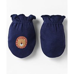 Babyhug 100% Cotton Interlock Mittens with Bear & Lion Print in Red Blue & Yellow Pack of 3 - Diameter 8 cm