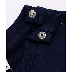 Babyhug 100% Cotton Knit Sweatshirt with Full Sleeves and Car Applique in Navy Blue
