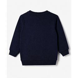 Babyhug 100% Cotton Knit Sweatshirt with Full Sleeves and Car Applique in Navy Blue