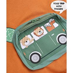 Babyhug 100% Cotton Knit Heavy Gauge Sweatshirt with Full Sleeves and Bag Print in Rust Orange