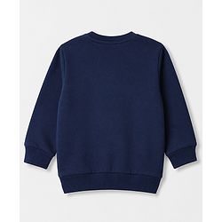 Babyhug 100% Cotton Knit Full Sleeves Heavy Gauge Sweatshirt with Dinosaur Embroidery - Navy Blue