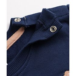 Babyhug 100% Cotton Knit Full Sleeves Heavy Gauge Sweatshirt with Dinosaur Embroidery - Navy Blue