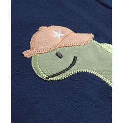 Babyhug 100% Cotton Knit Full Sleeves Heavy Gauge Sweatshirt with Dinosaur Embroidery - Navy Blue