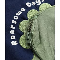 Babyhug 100% Cotton Knit Full Sleeves Heavy Gauge Sweatshirt with Dinosaur Embroidery - Navy Blue
