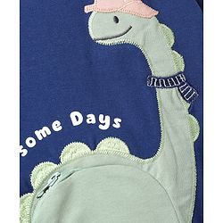 Babyhug 100% Cotton Knit Full Sleeves Heavy Gauge Sweatshirt with Dinosaur Embroidery - Navy Blue