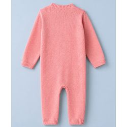 Babyhug Knit Full Sleeves Winter Wear Romper - Pink