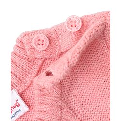 Babyhug Knit Full Sleeves Winter Wear Romper - Pink