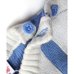 Babyhug Knit Full Sleeves Winter Wear Romper With Bow Applique - Blue