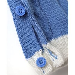 Babyhug Knit Full Sleeves Winter Wear Romper With Bow Applique - Blue