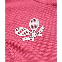 Babyhug Cotton Blend Knit Polo T-Shirt with Half Sleeves and Tennis Rackets Patch - Dark Pink
