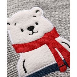 Babyhug Knit Full Sleeves Sweater Sets With Bear Applique - Red