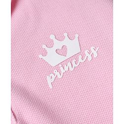 Babyhug Cotton Blend Knit Polo T-Shirt with Half Puffed Sleeves and Crown Patch - Light Pink