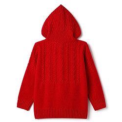 Babyhug Knit Full Sleeves Hooded Sweater with Cable Knit Design - Red