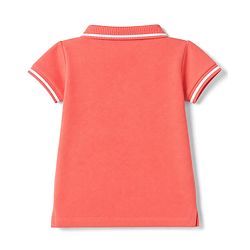 Babyhug Cotton Blend Knit Half Sleeves Polo T-Shirt with Princess Text Print - Dark Peach