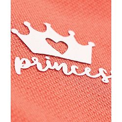 Babyhug Cotton Blend Knit Half Sleeves Polo T-Shirt with Princess Text Print - Dark Peach