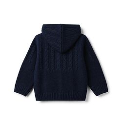 Babyhug Knit Front Open Sweaters with Full Sleeves and Cable Knit Pattern in Navy Blue for 9-12 Months