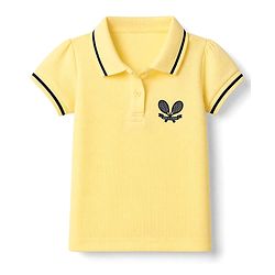 Babyhug Cotton Blend Knit Half Sleeves Polo T-Shirt with Tennis Rackets and Love & League Text Embroidery - Lemon Yellow