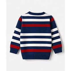 Babyhug Knit Full Sleeves Striped Sweater Set - Blue