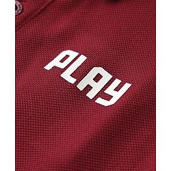Babyhug Cotton Blend Knit Half Sleeves Polo T-Shirt with Play Text Print - Red