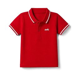 Babyhug Cotton Blend Knit Half Sleeves Polo T-Shirt with Dino Text Print - Red