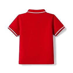 Babyhug Cotton Blend Knit Half Sleeves Polo T-Shirt with Dino Text Print - Red