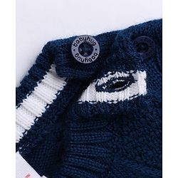 Babyhug Knit Full Sleeves Sweater and Pants Set with Stripe & Cable Knit Design - White & Navy
