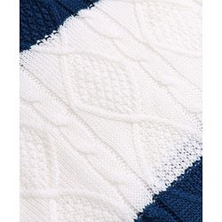 Babyhug Knit Full Sleeves Sweater and Pants Set with Stripe & Cable Knit Design - White & Navy