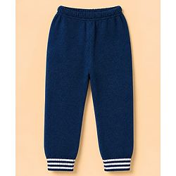 Babyhug Knit Full Sleeves Sweater and Pants Set with Stripe & Cable Knit Design - White & Navy