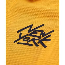 Babyhug Cotton Blend Knit Half Sleeves Polo T-Shirt With New York Embroidery - Mustard