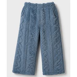 Babyhug Velour Knit Full Sleeves T-Shirt & Pajama Winter Night Suit - White & Blue