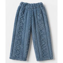 Babyhug Velour Knit Full Sleeves T-Shirt & Pajama Winter Night Suit - White & Blue