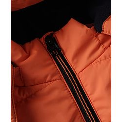 Babyhug Woven Padded Quilted Winter Full Sleeves Hooded Jacket - Orange & Navy Blue