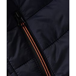 Babyhug Woven Padded Quilted Winter Full Sleeves Hooded Jacket - Orange & Navy Blue