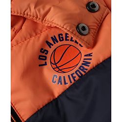 Babyhug Woven Padded Quilted Winter Full Sleeves Hooded Jacket - Orange & Navy Blue
