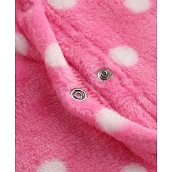 Babyhug Cotton Mixes Velour Knit Full Sleeves Winter Sleep Suit with Polka Dots Print - Pink