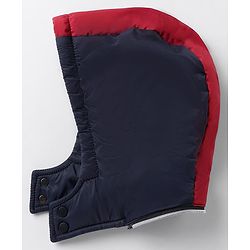 Babyhug Woven Padded Quilted Winter Full Sleeves Hooded Jacket with Soccer Ball Print - Red & Navy Blue