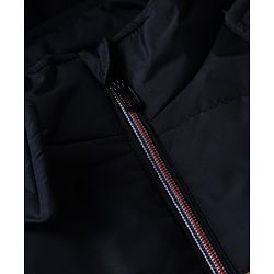 Babyhug Woven Padded Quilted Winter Full Sleeves Hooded Jacket with 85 Patch - Mustard & Navy Blue