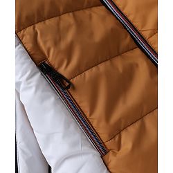 Babyhug Woven Padded Quilted Winter Full Sleeves Hooded Jacket with 85 Patch - Mustard & Navy Blue