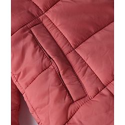 Babyhug Woven Padded Quilted Hooded Winter Jacket with Full Sleeves and Stars Print - Dark Pink