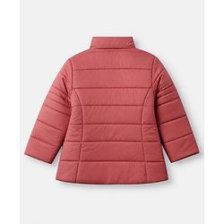 Babyhug Woven Padded Quilted Hooded Winter Jacket with Full Sleeves and Stars Print - Dark Pink