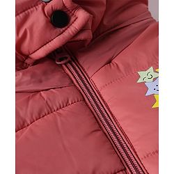 Babyhug Woven Padded Quilted Hooded Winter Jacket with Full Sleeves and Stars Print - Dark Pink