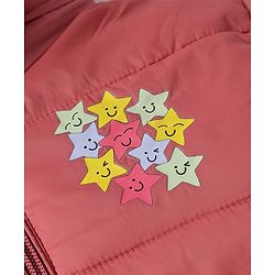 Babyhug Woven Padded Quilted Hooded Winter Jacket with Full Sleeves and Stars Print - Dark Pink