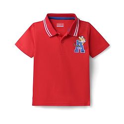 Babyhug 100% Cotton Knit Half Sleeves Polo T-Shirt with Tiger Print - Red