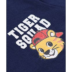 Babyhug 100% Cotton Knit Half Sleeves Polo T-Shirt with Tiger Squad Print - Navy Blue