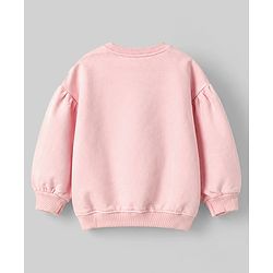 Babyhug 100% Cotton Terry Knit Full Sleeves Sweatshirt and Jogger with Lace Bow Applique - Pink