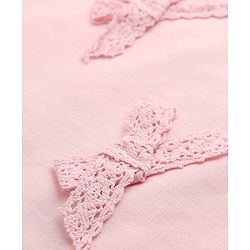 Babyhug 100% Cotton Terry Knit Full Sleeves Sweatshirt and Jogger with Lace Bow Applique - Pink